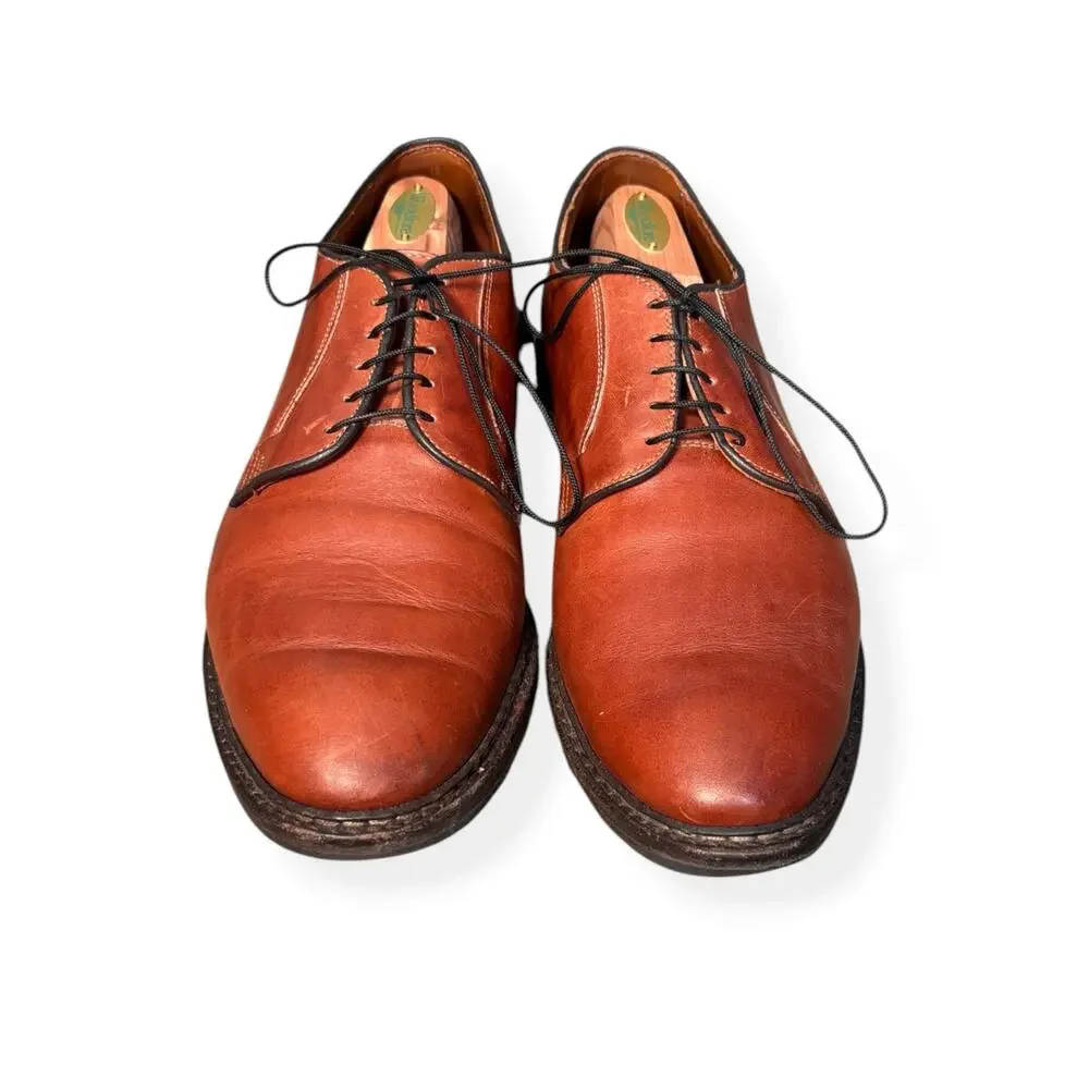Allen Edmonds Badlands‎ Plain Toe Derby Shoes Cognac Brown Leather USA 10 3E